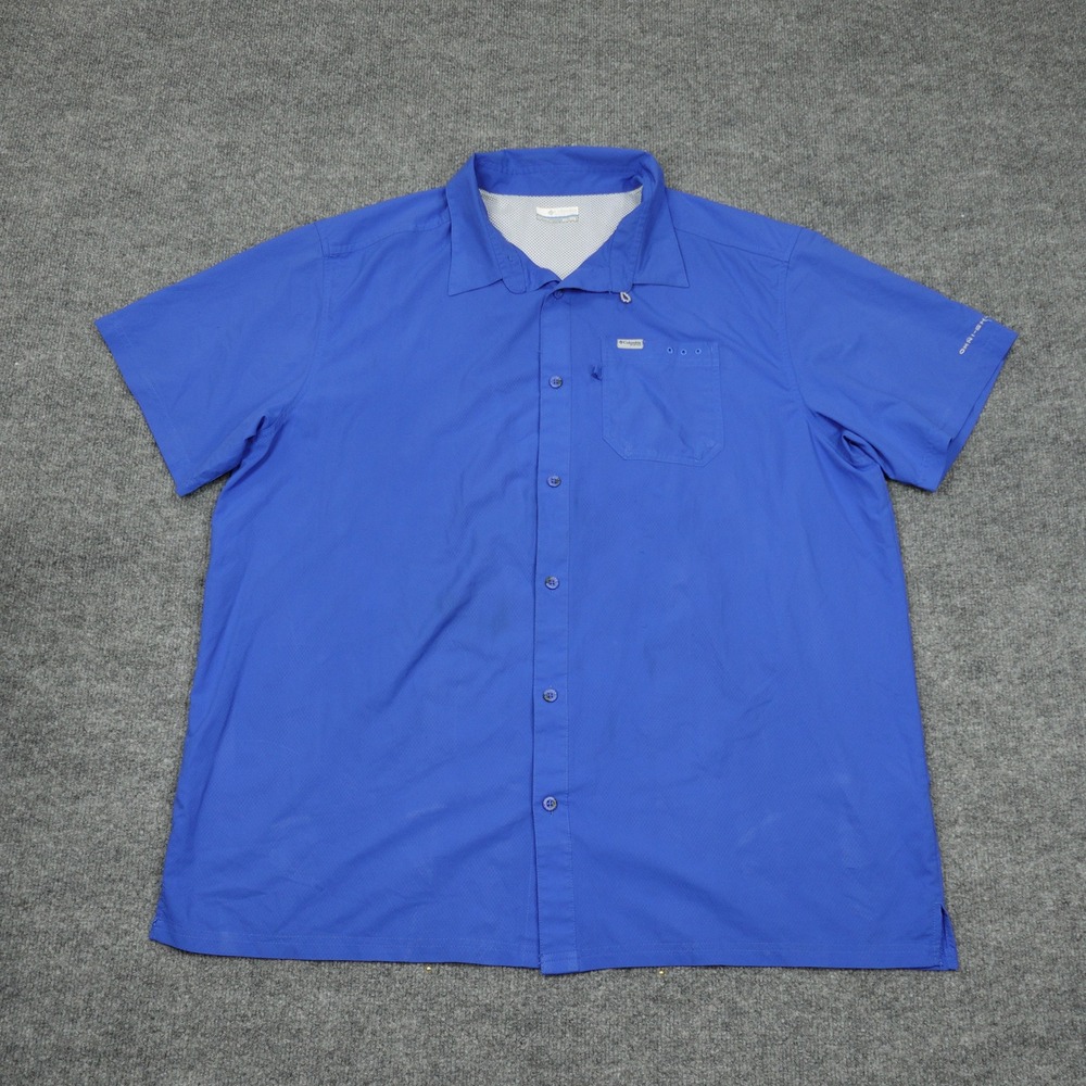 Columbia Shirt Men XXL Blue PFG Vented Short Sleeve Fishing FM7042